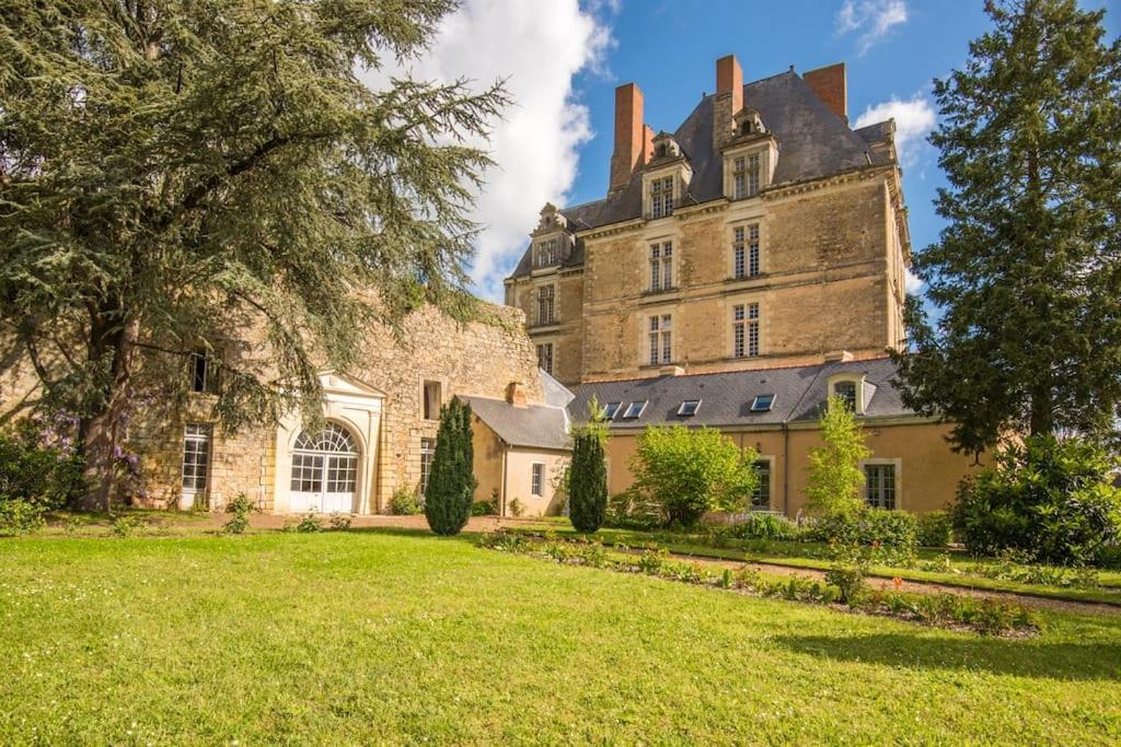 un grande castello con un prato davanti di Les Terrasses de l'Orangerie a Durtal
