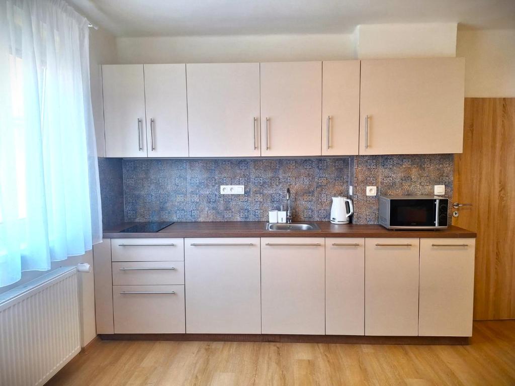 Kuchyň nebo kuchyňský kout v ubytování Apartmány Šafran Štrba