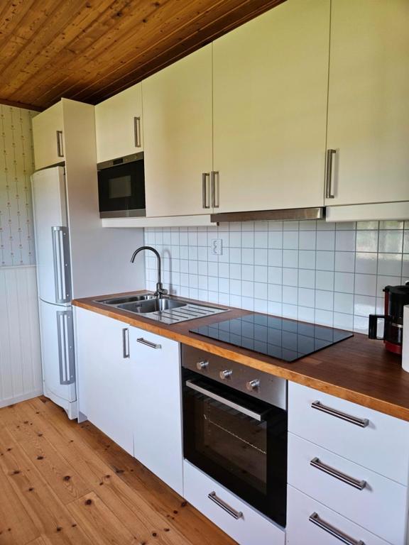 Kuchyň nebo kuchyňský kout v ubytování Askevikstugby