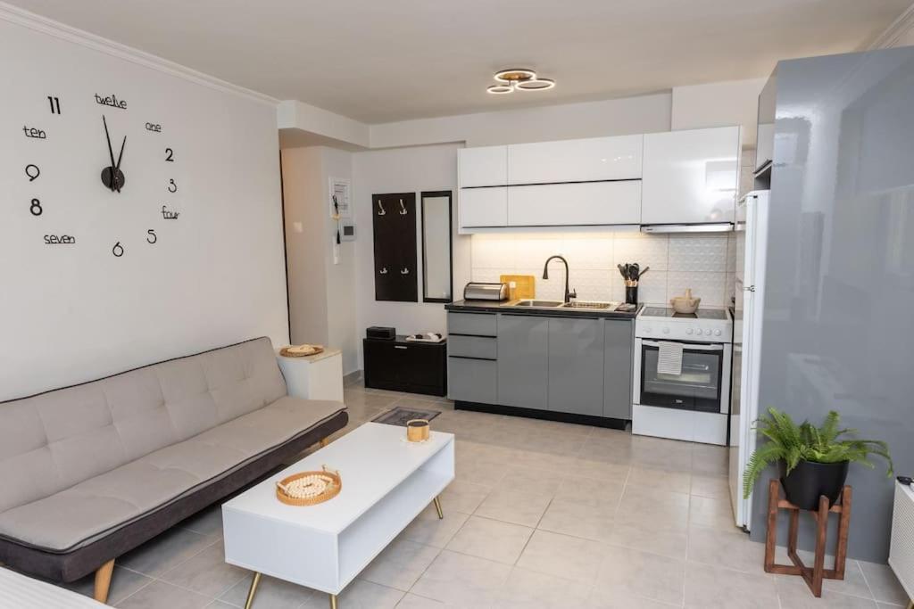 Kuchyň nebo kuchyňský kout v ubytování Elegant Apartment Piraeus