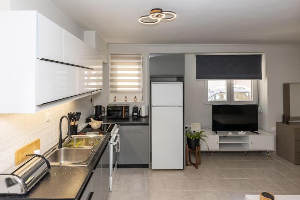 Kuchyň nebo kuchyňský kout v ubytování Elegant Apartment Piraeus