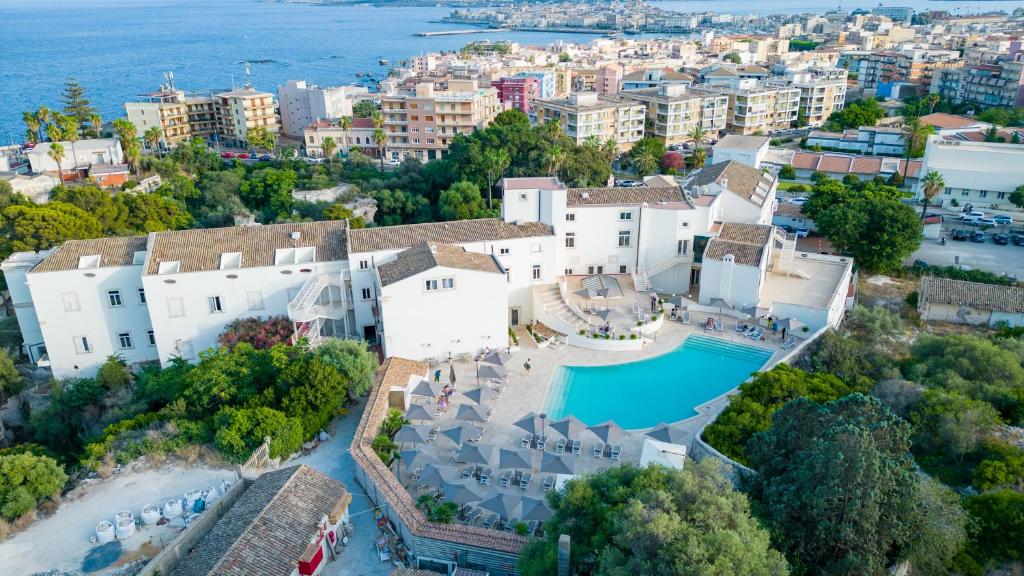 an aerial view of a villa with a swimming pool at Grand Hotel Villa Politi in Siracusa