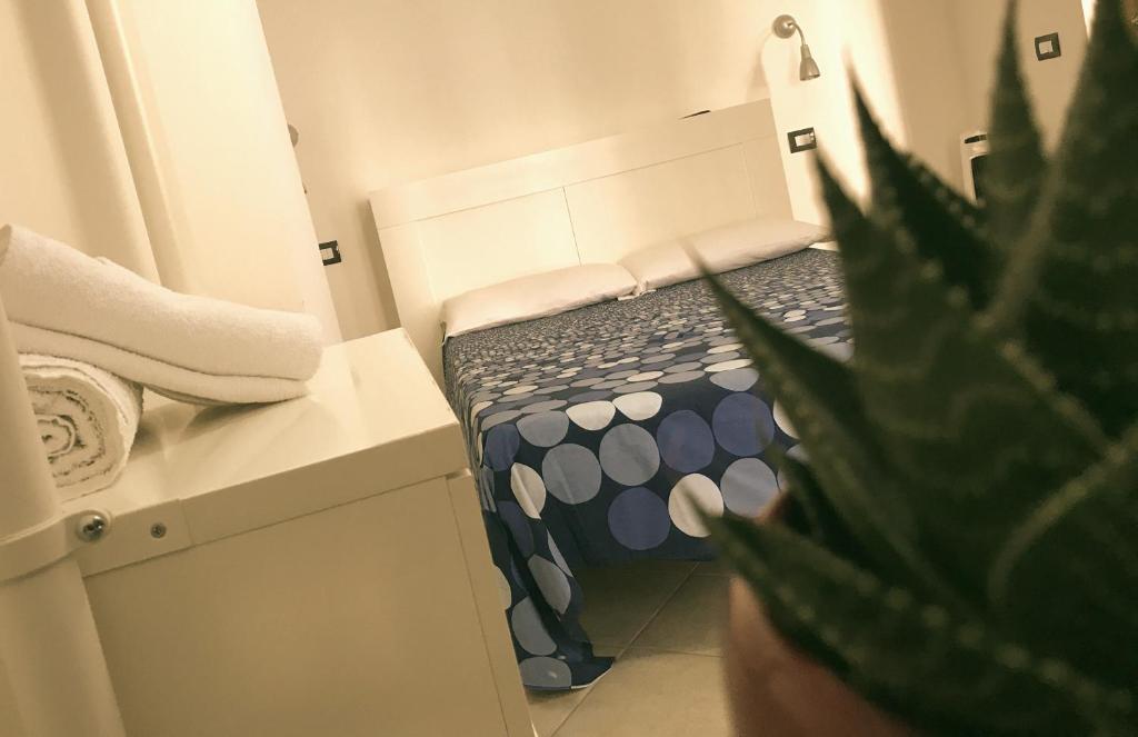 a bedroom with a bed and a potted plant at SIMPLY INN close to TIVOLI in Marcellina