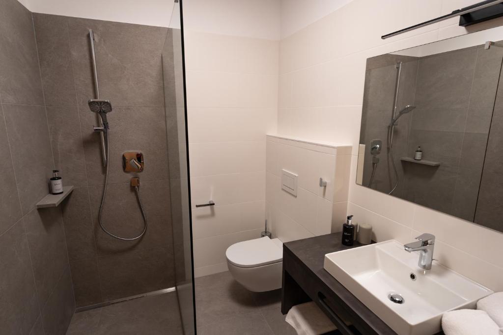 Koupelna v ubytování Self Service Hotel Schnalser Hof