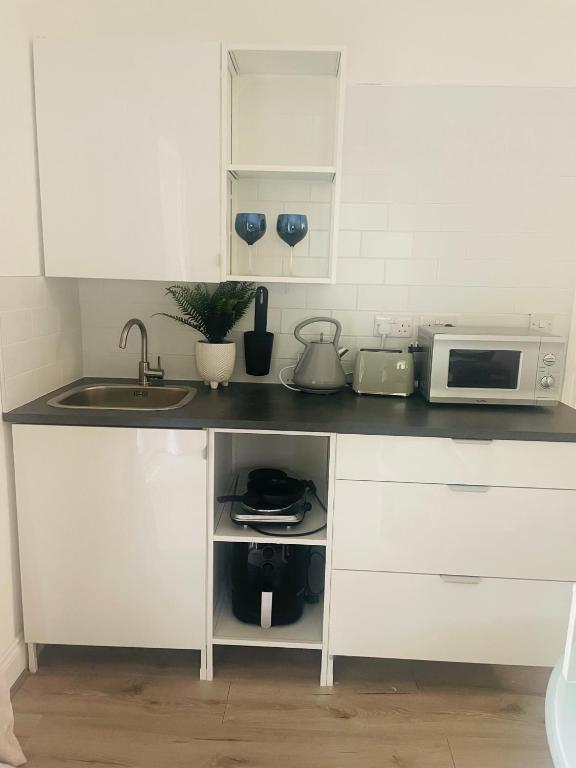 Kuchyň nebo kuchyňský kout v ubytování Basement studio apartment