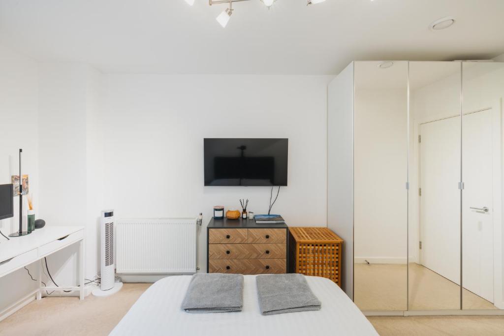 TV a/nebo společenská místnost v ubytování Brixton Village Flat- Private En-suite double bedroom