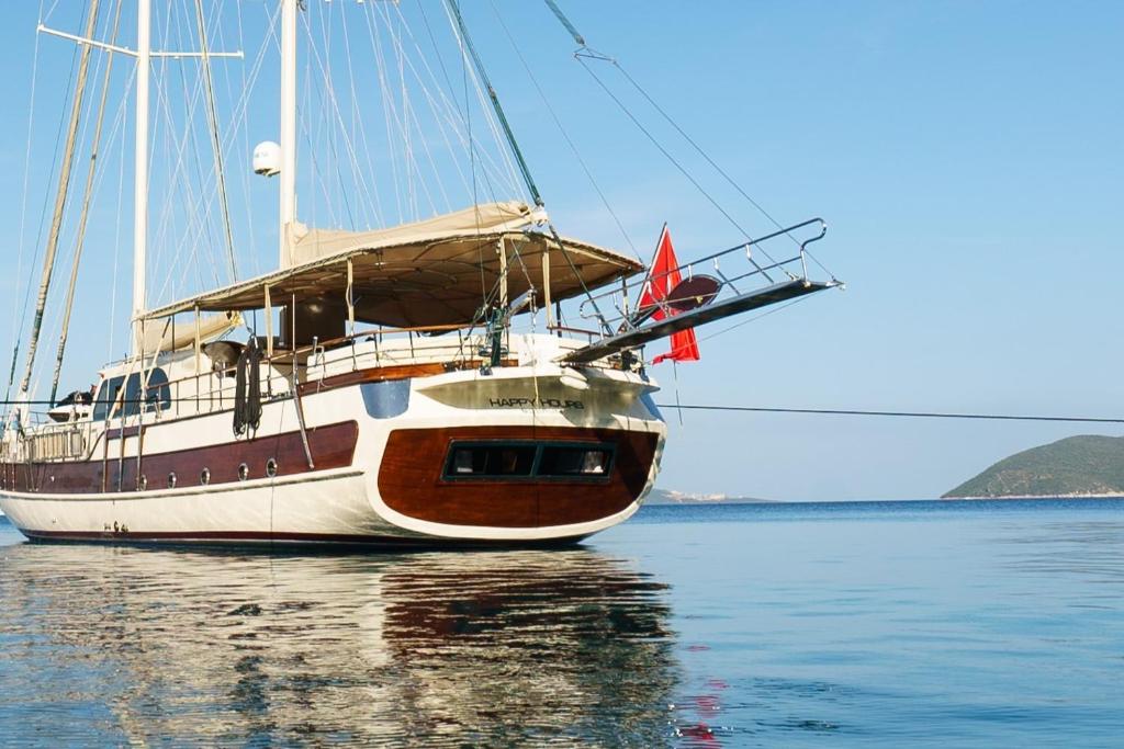 un voilier assis dans l'eau dans l'établissement Lüks gulette tekne tatili, à Bodrum City