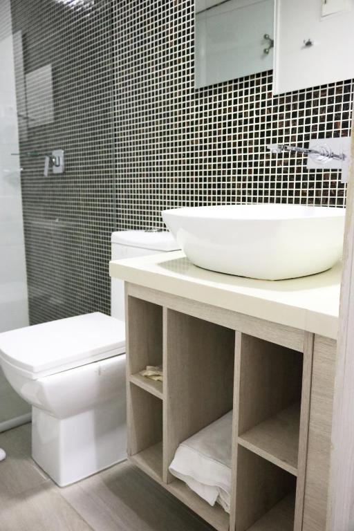 Koupelna v ubytování Hotel Loup