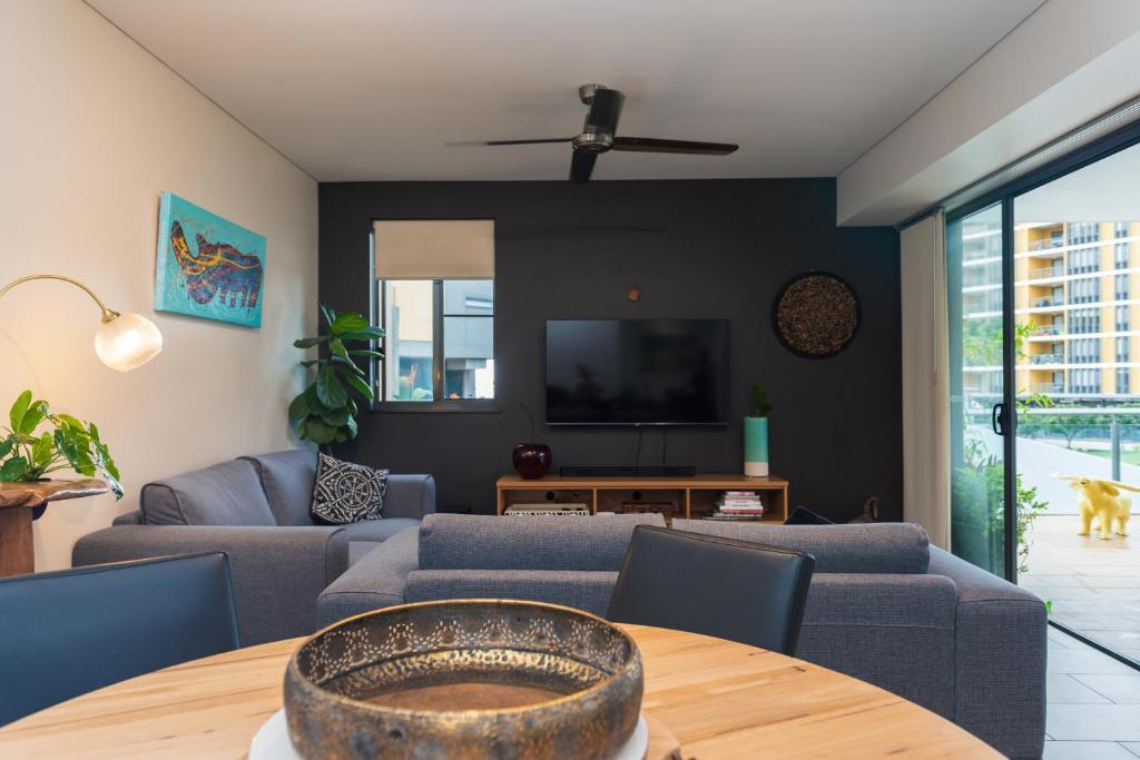 Posezení v ubytování Barefoot Beach Apartment Darwin Waterfront