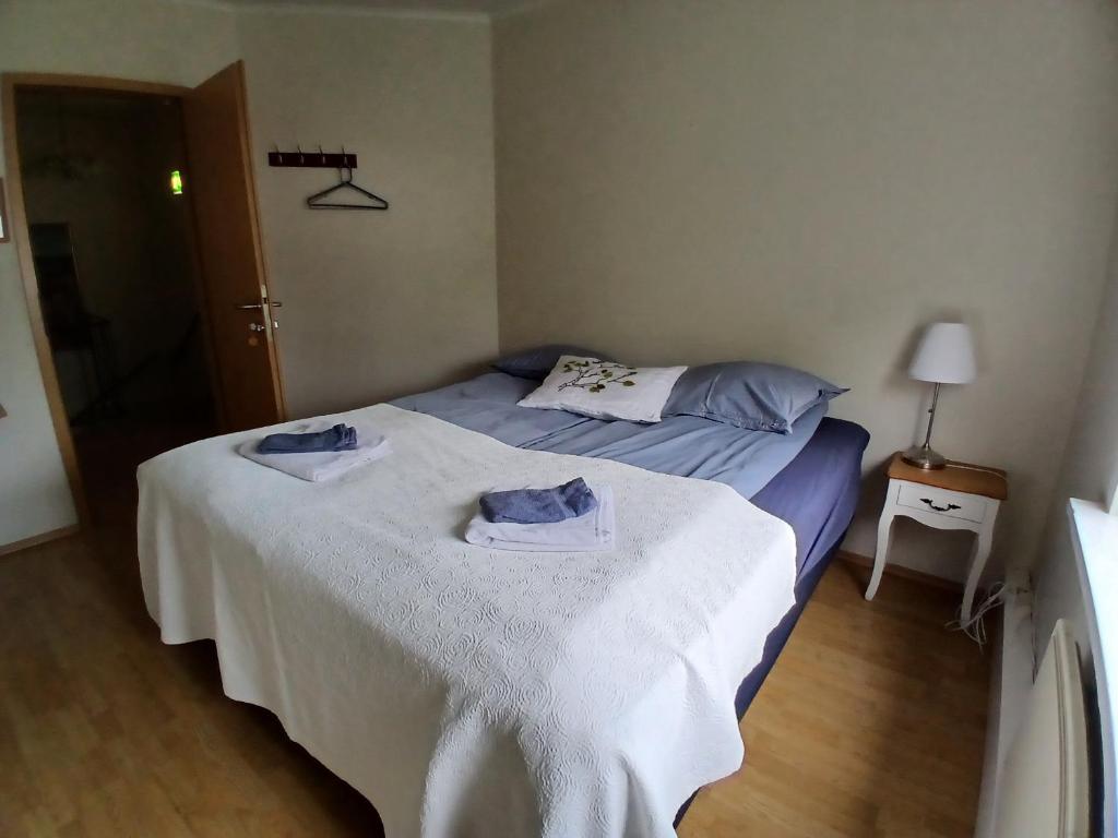 Postel nebo postele na pokoji v ubytování Guesthouse Tálknafjörður
