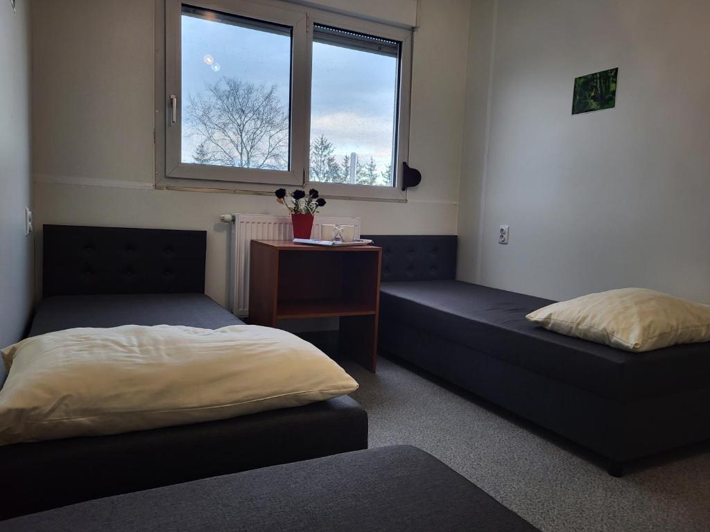 Ένα ή περισσότερα κρεβάτια σε δωμάτιο στο Hostel Atena