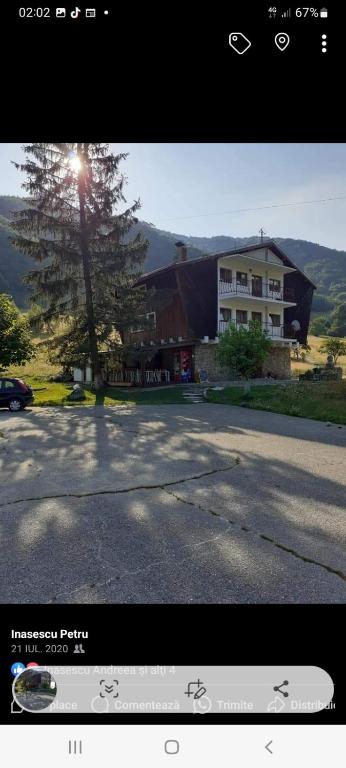 a picture of a house with a tree and a street at Pensiunea Costesti in Costeşti