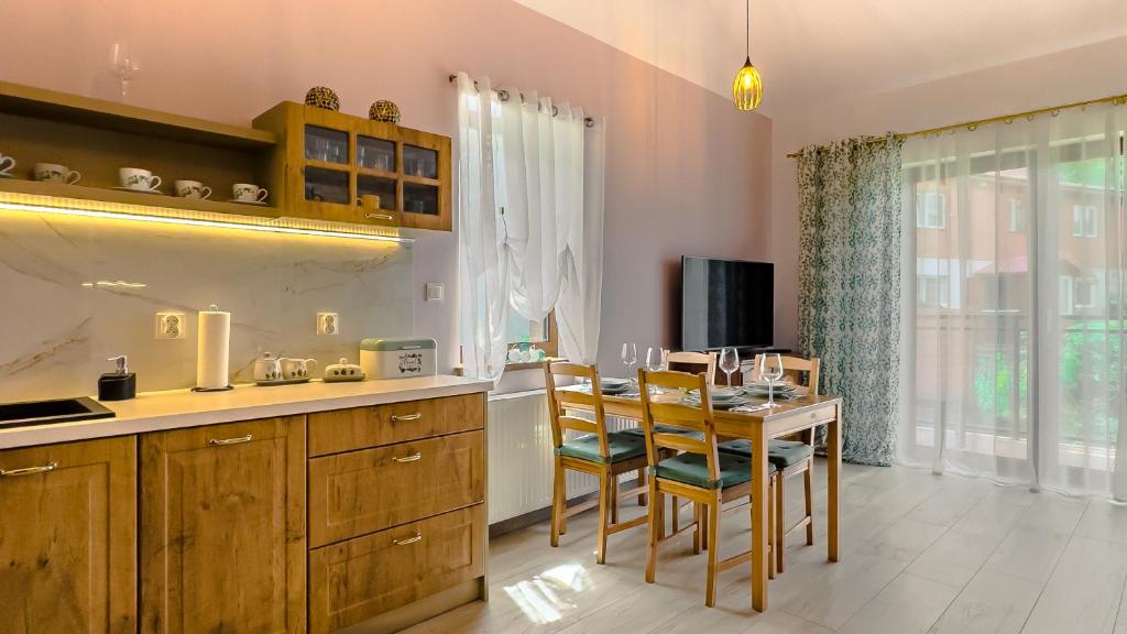 Kuchyňa alebo kuchynka v ubytovaní Apartament Złoty Las Karpatia