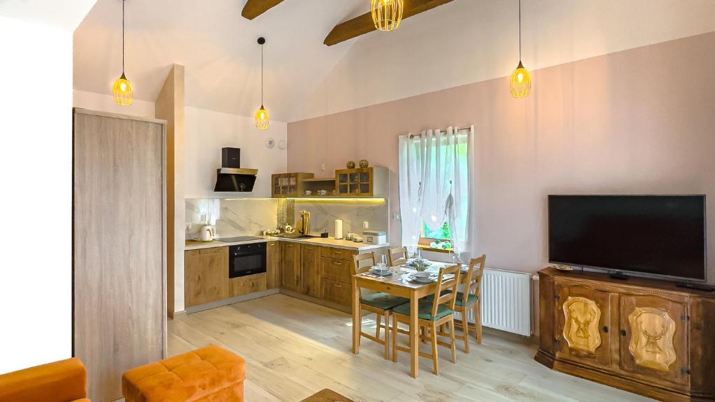Kuchyňa alebo kuchynka v ubytovaní Apartament Złoty Las Karpatia