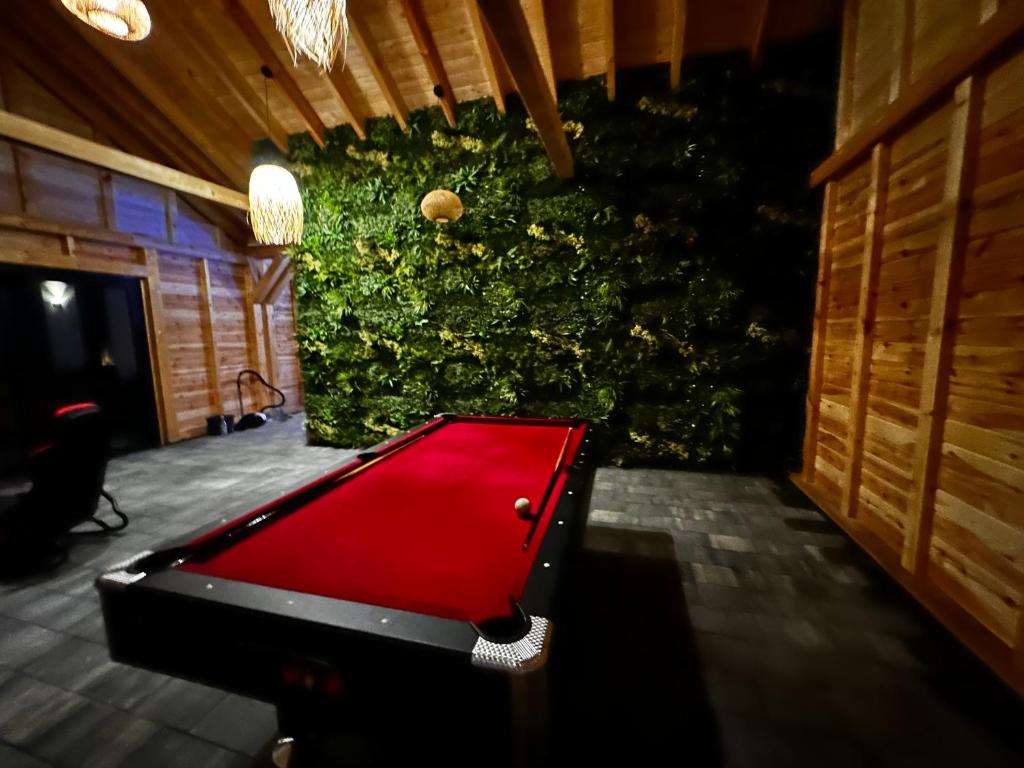 Biliardový stôl v ubytovaní Domki Złote Piaski Kryty Basen Sauna Jacuzzi