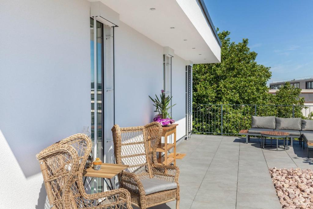 Balkón nebo terasa v ubytování Modern, Cityview, Penthouse Yiwoo