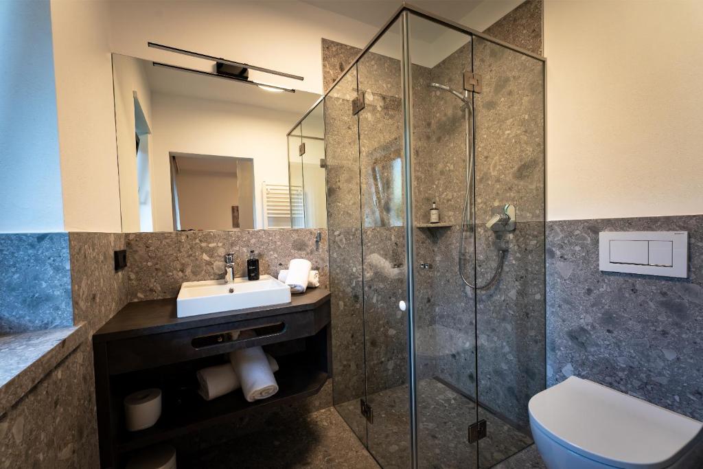 Koupelna v ubytování Self Service Hotel Schnalser Hof