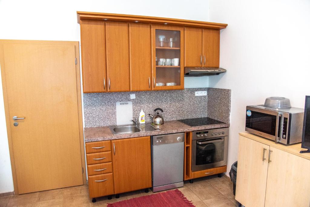 Kuchyň nebo kuchyňský kout v ubytování Zámecká zahrada-apartmány