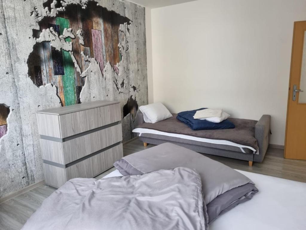 Postel nebo postele na pokoji v ubytování Beautiful modern decorated flat