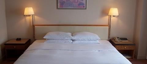ein Schlafzimmer mit einem großen weißen Bett mit zwei Lampen in der Unterkunft Herberg Sellingen in Sellingen