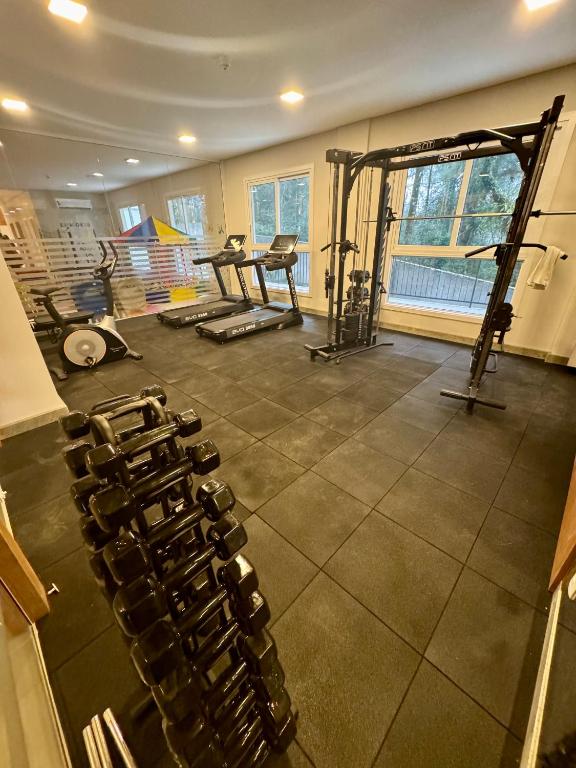 Fitness centrum a/nebo fitness zařízení v ubytování Sensacional Flat no Serra Class