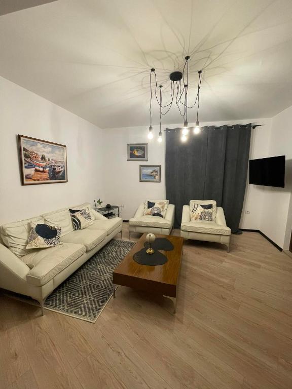 Posezení v ubytování Marina Cape Sky View Lux Apartment in Aheloy