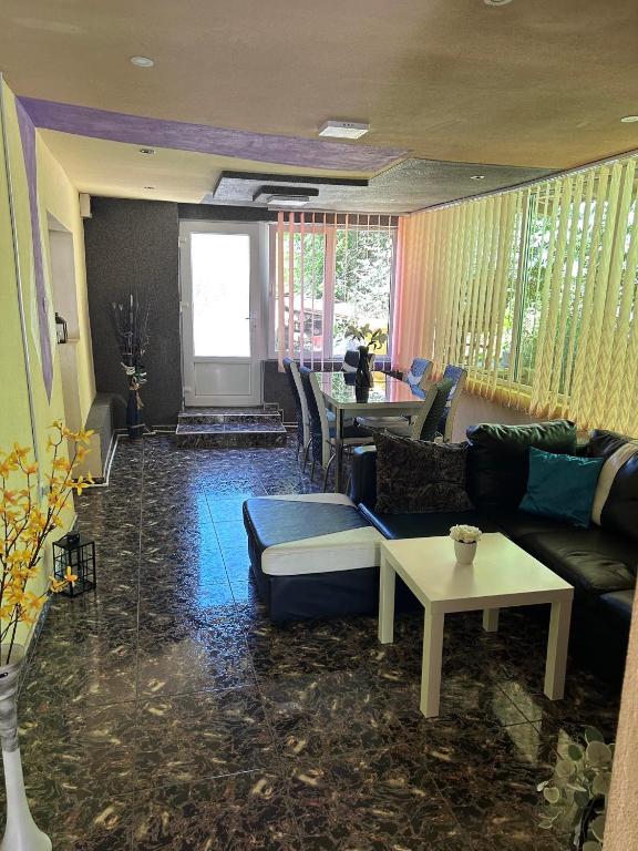 a living room with a couch and a table at Casa Hrincescu in Baia Nouă