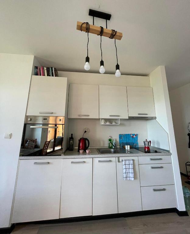 Kuchyň nebo kuchyňský kout v ubytování Marina Cape Sky View Lux Apartment in Aheloy
