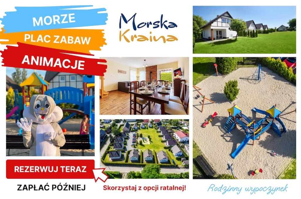 a collage of different pictures of a playground at Morska Kraina in Białogóra