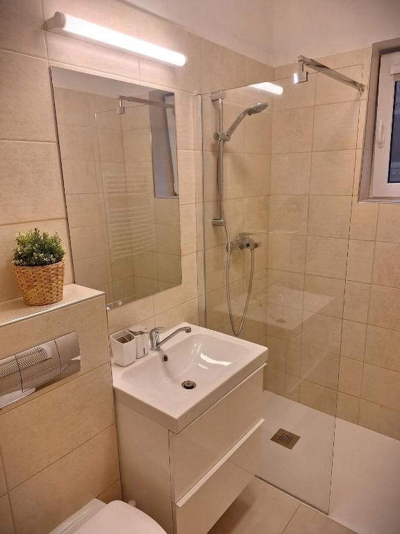 Koupelna v ubytování Apartmány Šafran Štrba