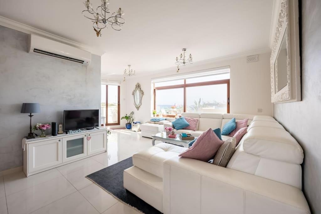 TV a/nebo společenská místnost v ubytování Seagull Penthouse Marsaxlokk