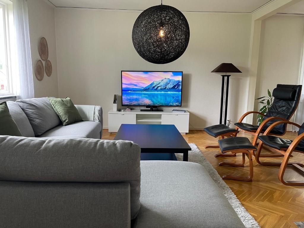 TV a/nebo společenská místnost v ubytování Skirsnäs gård