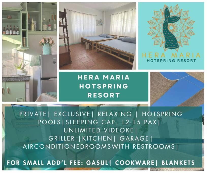 a collage of photos of a room with a sign at Hera Maria Hotspring Resort in Calamba