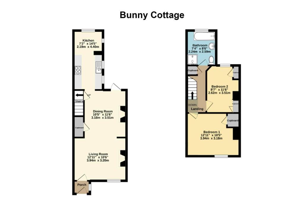 Půdorys ubytování Bunny Cottage by Bloom Stays