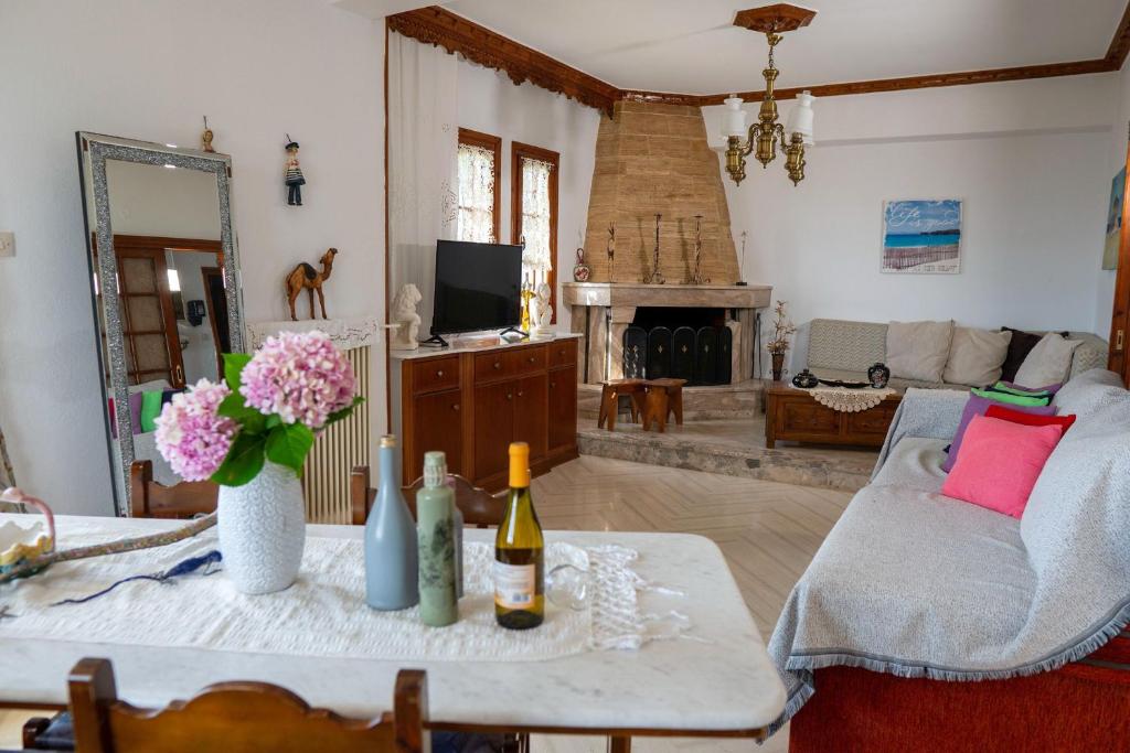 TV a/nebo společenská místnost v ubytování Paradeisos Rooms Pelion