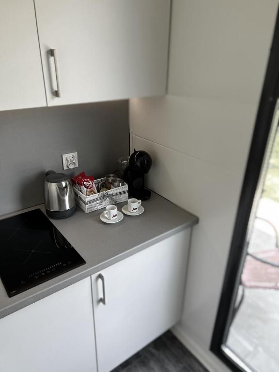 Kuchyň nebo kuchyňský kout v ubytování TINY HOUSE mezi sklepy