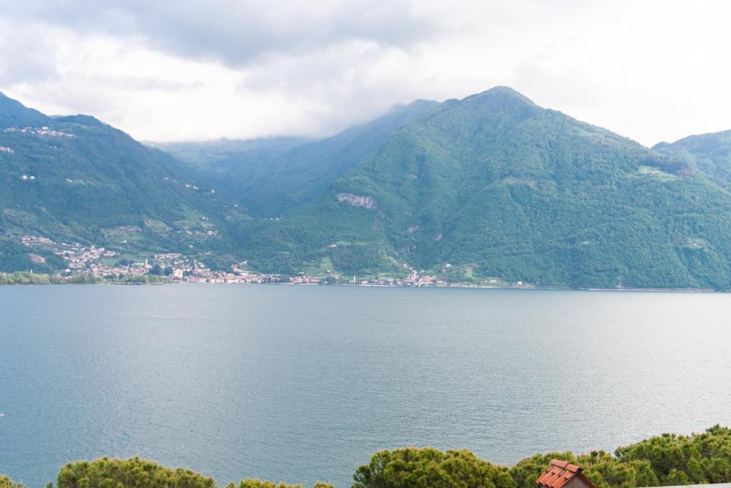 a view of a large body of water with mountains at Tra il Borgo e il Lago in Lovere