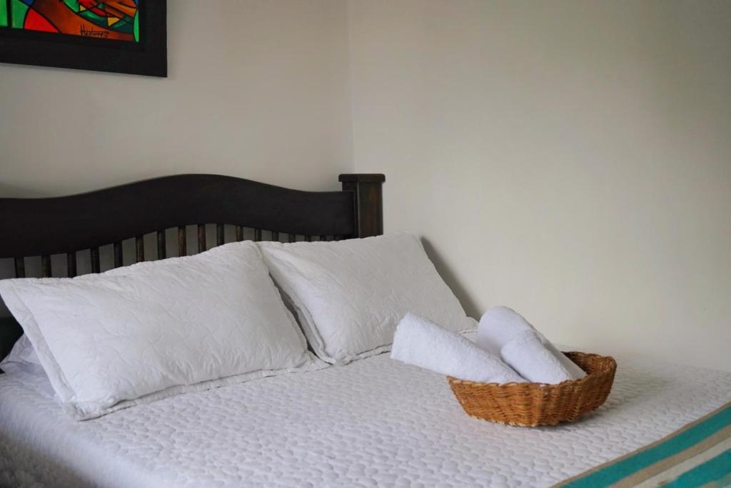 Cama o camas de una habitación en Hospedaje Mirador La Aurora Filandia