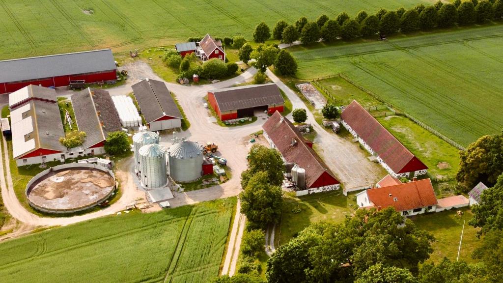 Letecký snímek ubytování Östragården