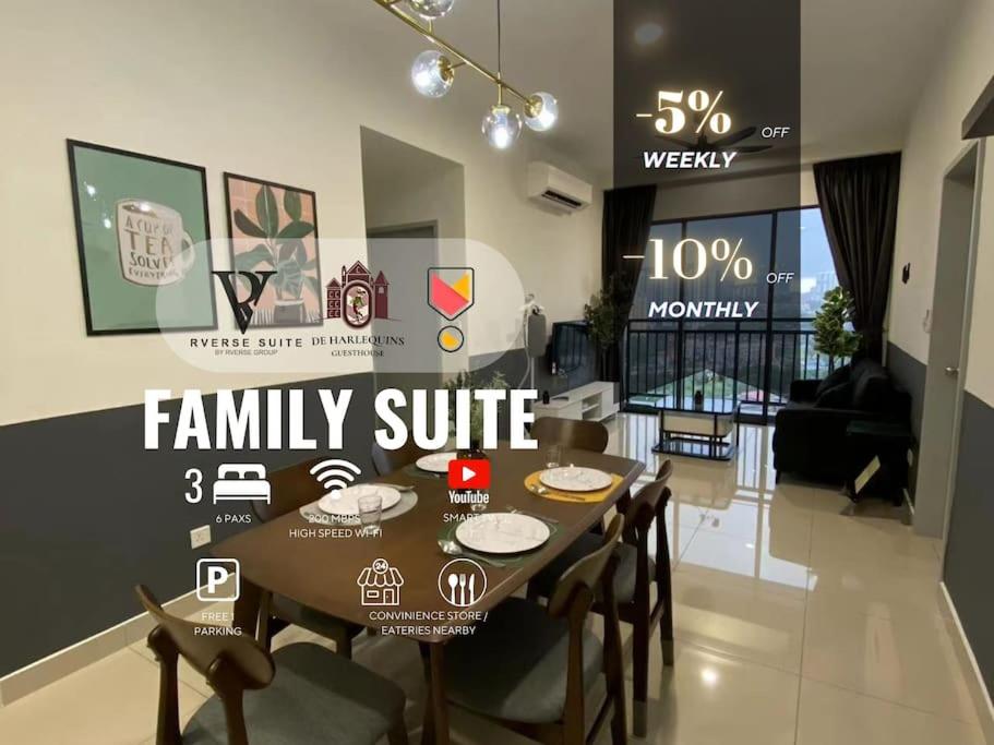 a living room with a dining room table with chairs at Platinum Arena Old Klang Road Midvalley in Kuala Lumpur
