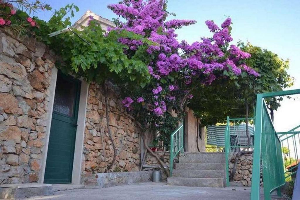 a house with purple flowers on the side of it at Apartments with parking space Murvica, Brac - 23462 in Bol