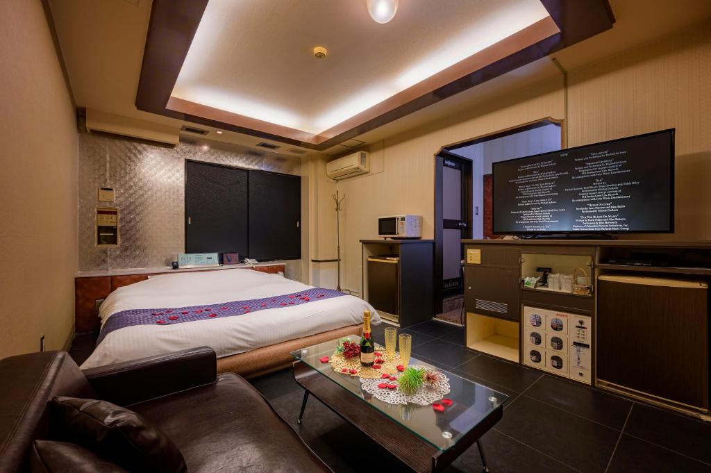 TV a/nebo společenská místnost v ubytování HOTEL MOBILIA (Adult Only)