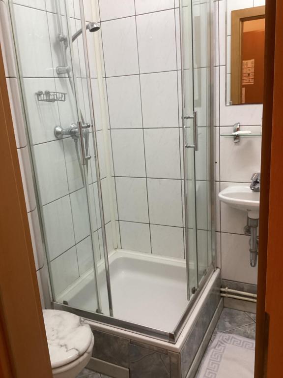 Koupelna v ubytování Hotel Pribitzer