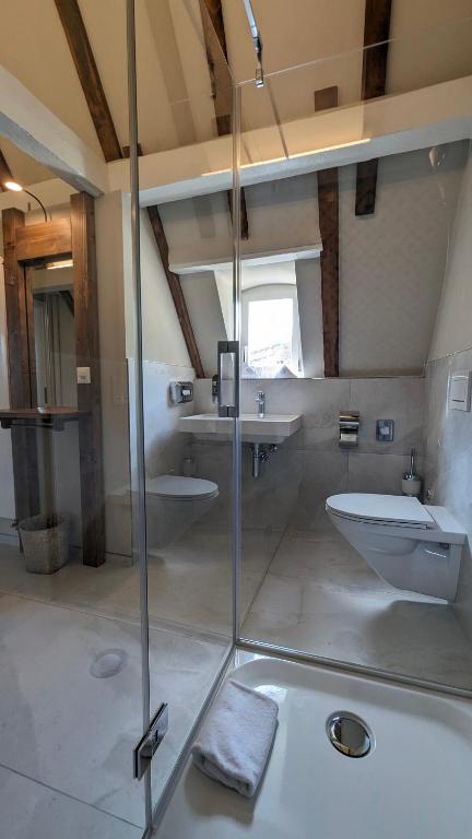 Koupelna v ubytování Hotel De la Paix