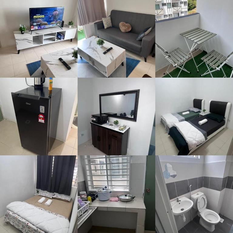 a collage of different pictures of a living room at Ayaan Cozy Homestay Cameron Highland in Tanah Rata