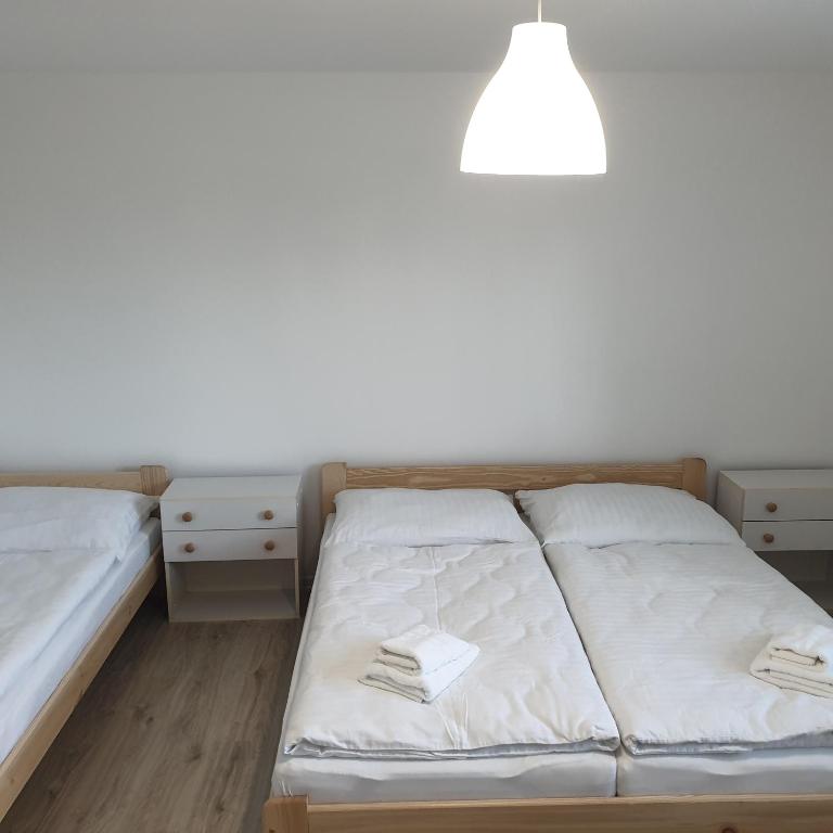 Postel nebo postele na pokoji v ubytování Apartmán Stará Myjava
