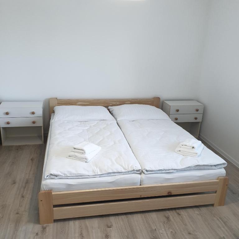 Postel nebo postele na pokoji v ubytování Apartmán Stará Myjava