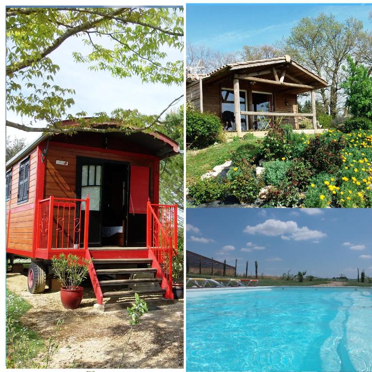 une petite maison et une maison avec piscine dans l'établissement Domaine des Cadets de Gascogne, à Pauilhac