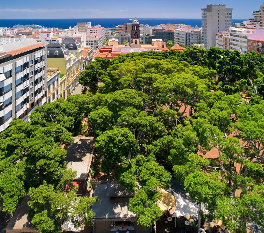 an aerial view of a city with trees at Hotel Principe Paz in Santa Cruz de Tenerife