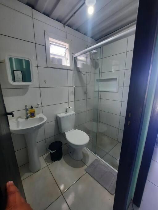 Koupelna v ubytování Apartamento Container com pátio, vaga para carro e Split